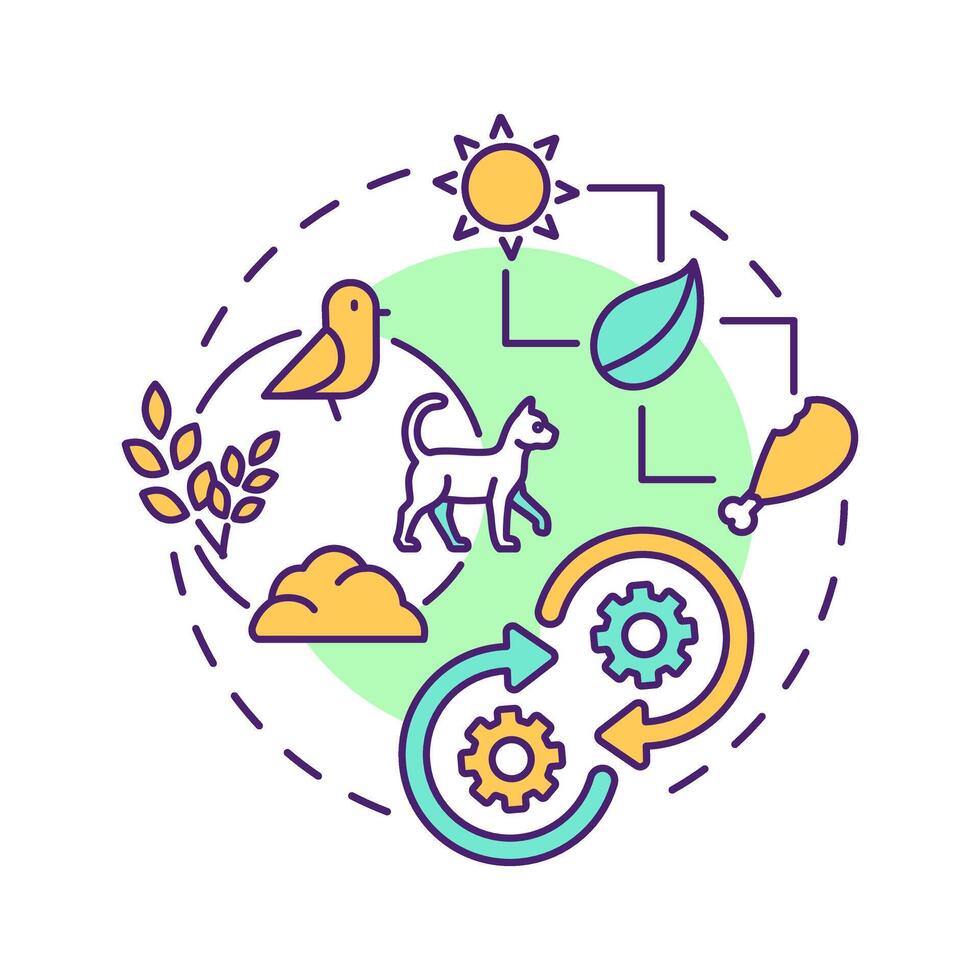 food-chain-multi-color-concept-icon-ecological-balance-flow-of-energy-within-ecosystems-predator-and-prey-round-shape-line-illustration-abstract-idea-graphic-design-easy-to-use-in-article-vector