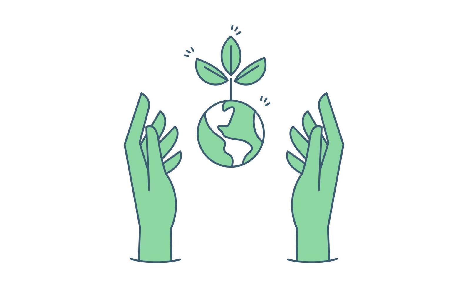 sustainable-ecologic-environment-concept-hand-holding-planet-earth-linear-illustration-vector